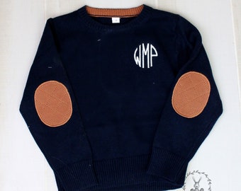 black sweater with elbow patches
