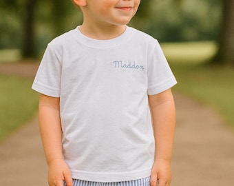 Monogrammed Seersucker Boys Shirt or Set - Blue Seersucker Shorts