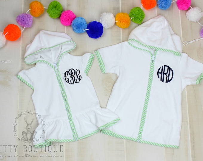 Girls Monogrammed Terry Cloth Cover Up Etsy