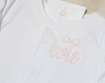 Sweet Little Bow Monogrammed Baby Gown