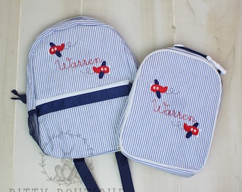 Little Airplanes Monogrammed Bookbag or Lunchbox Combo