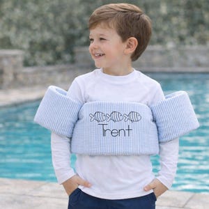 Personalized Puddle Jumper Cover | Boys Seersucker Swim Float | Monogram Toddler Pool Vest
