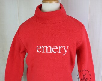 High Collar Monogrammed Fleece Sweater