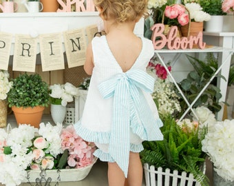 Bow Back Seersucker Monogrammed Swing Set