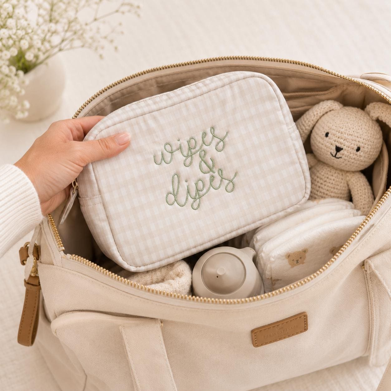 Wipes and Dipes Embroidered Everything Bags