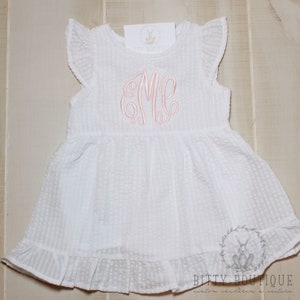 Girls Monogrammed Seersucker Dress