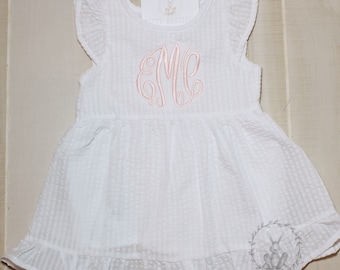 Girls Monogrammed Seersucker Dress