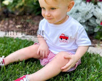 Little Firetruck Monogrammed Shirt or Set