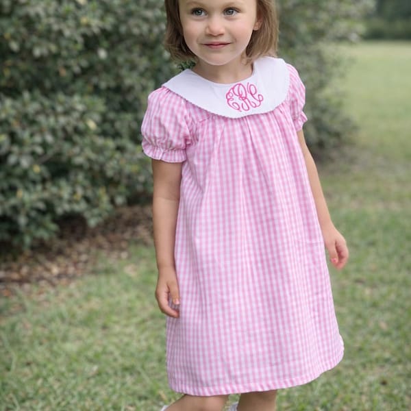 Girls Monogrammed Bishop Dress - Multiple Colors Available