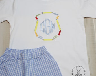 Back to School Monogram Crest Shirt or Set