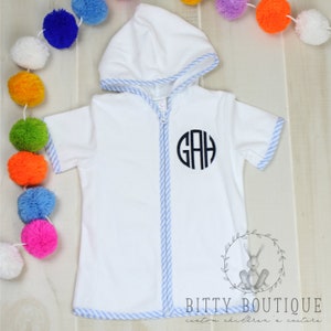 Boys Seersucker Trimmed Monogrammed Terry Cloth Cover Up