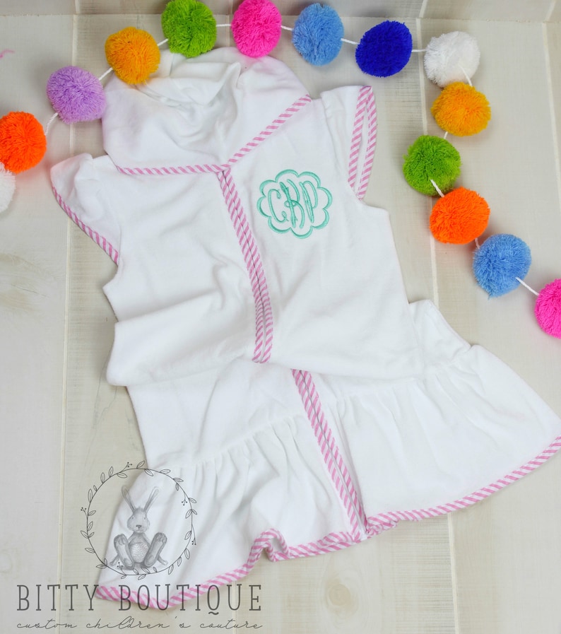 Girls Monogrammed Terry Cloth Cover Up Etsy