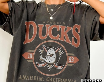 Anaheim Hockey Männer Vintage Shirt, 90er Jahre Hockey Grafik-T-Shirt, Retro für Frauen und Männer Eishockey-Fan