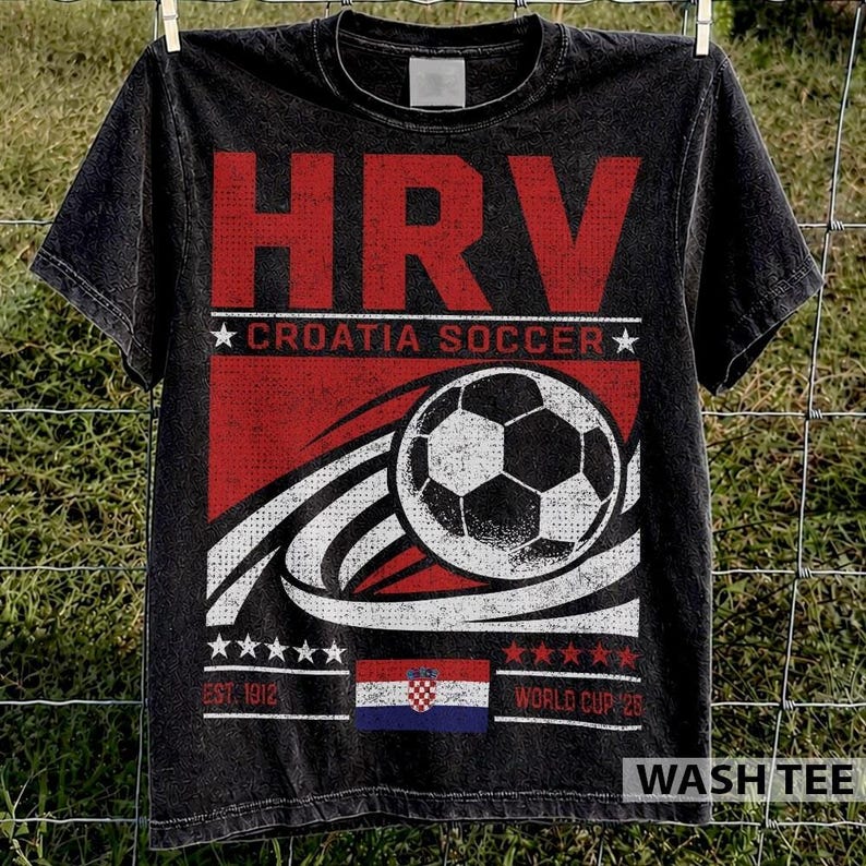 Vintage 90s Croatia Soccer Comfort Colors Shirt, Retro 90s Croatia Team World Cup Graphic Tee image 3