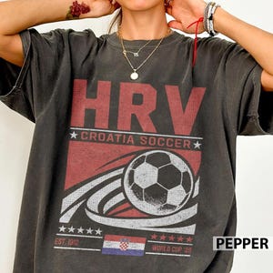 Vintage 90s Croatia Soccer Comfort Colors Shirt, Retro 90s Croatia Team World Cup Graphic Tee image 1