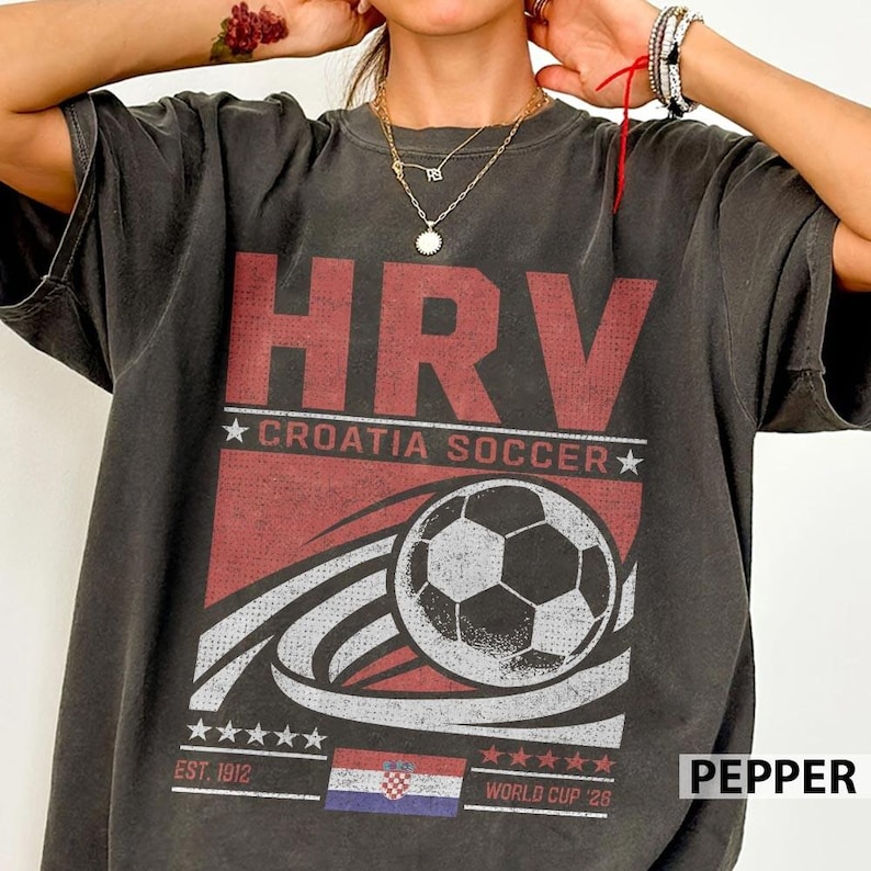 Vintage 90s Croatia Soccer Comfort Colors Shirt, Retro 90s Croatia Team World Cup Graphic Tee image 1