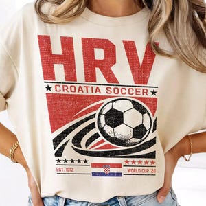 Vintage 90s Croatia Soccer Comfort Colors Shirt, Retro 90s Croatia Team World Cup Graphic Tee image 4