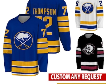 Personalisiertes Büffel Hockey-Trikot, Trikot für Männer mit Ihrem Teamnamen, Tage Thompson Rasmus Dahlin Fan Hockey-Trikot