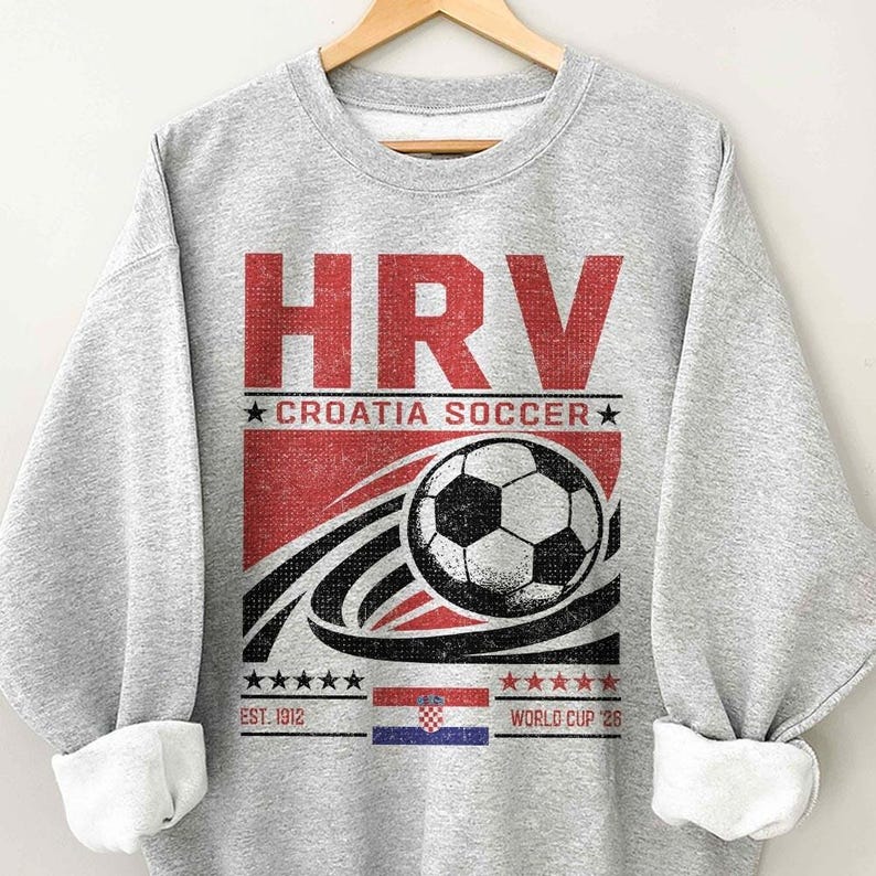 Vintage 90s Croatia Soccer Comfort Colors Shirt, Retro 90s Croatia Team World Cup Graphic Tee image 2