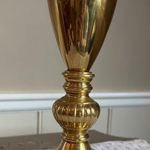 Vintage Solid Brass Table Lamp Urn Style Hexagonal Base Hollywood Regency Gold