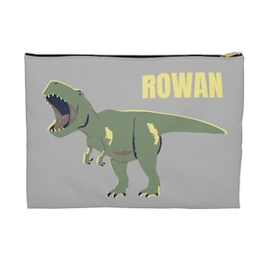 Personalized Dinosaur Pencil Case, Kid Accessory Pouch, Cute T-Rex Bag, Kids Dinosaur Gift, Custom Name Organizer, Fun Pouch for School