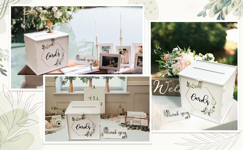 Elegant Couple Wedding Box, White Wedding Card Box With Lock, PVC Gift ...