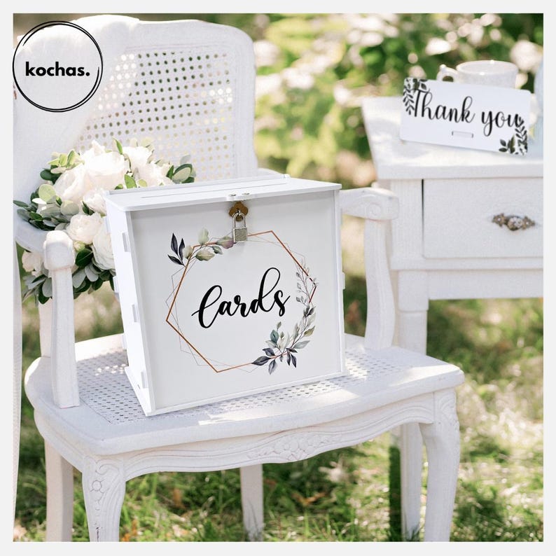 Elegant Couple Wedding Box, White Wedding Card Box With Lock, PVC Gift ...