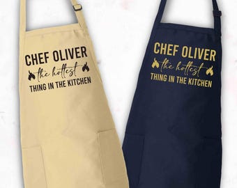 Personalized The Hottest Thing In The Kitchen Cooking Apron, Funny Kitchen Gift