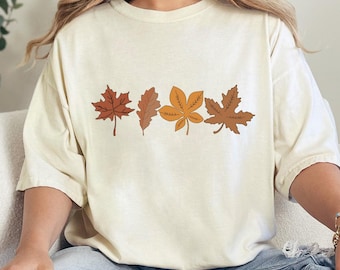 Comfort Colors® Fall Leaves Tshirt, Fall Autumn Gift for Ladies, Womens Fall T-Shirt, Autumn Leaves Tee, Thanksgiving Shirt, Fall Lover Gift