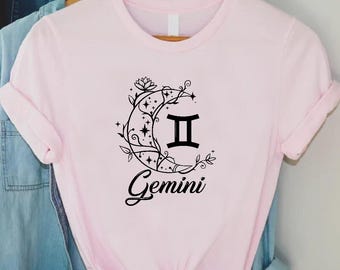 Gemini Zodiac Shirt, Celestial Horoscope Tee, Gemini Moon Tshirt, Astrology Birthday Gift, Aesthetic Star Sign Shirt, Air Sign Energy Top