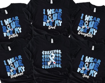 I Wear Blue For My T-Shirt, Diabetes Family Support Shirt, Blue Ribbon Shirt, Diabetes Warrior Tee,Custom Diabetes Support Tee, Support Gift