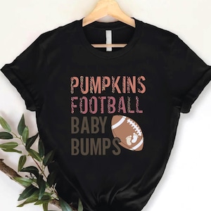 Fall Pregnancy Announcement Shirt, Pumpkins Football Baby Bumps Pregnancy Reveal Shirt, (Standard Fit Not a Maternity Stretch Tee)