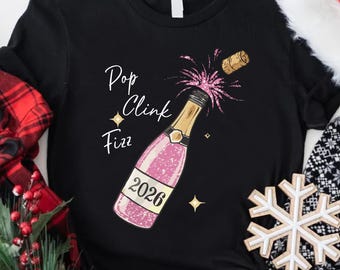 Cheers to the New Year T-Shirt, Happy New Year Shirt, 2026 Party Shirts, Champagne Shirt, Happy New Year Shirt, New Year Gift, Christmas Tee