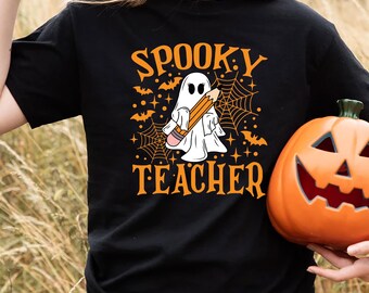 Spooky Teacher T-Shirt,Teacher Halloween Shirts,Spooky Season School Tee,Teacher Halloween Gifts, Ghost Teacher Tee,Halloween School Shirt