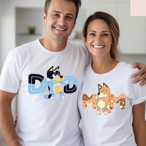 Custom Bluey Family Matching Tshirt,Personalized Bluey Dog Gift for Mom Dad Sister Brother,Bluey and Bingo,Custom Bluey Birthday Party Shirt