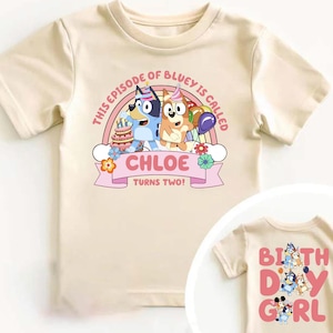 Personalized Bluey Dog Birthday Girl T-Shirt,Birthday Party Girl Bluey Shirt,Bluey is Called Birthday Girl Gift,Bluey Birthday Toddler Shirt