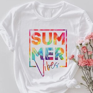 Summer Vibes Shirt, Colorful Retro Beach Tee, Vibrant Summer Shirt, Vacation Shirt for Women or Men, Cute Summer Aesthetic Graphic Tshirt