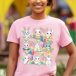Teacher Easter Shirt, Easter Reading Bunny Tee, Spring Bookworm Gift, Easter Teacher Gift, Teacher Reading Shirt, Easter Bunnies Shirt