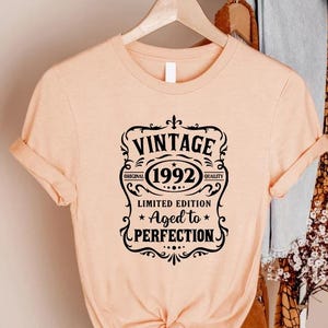 Vintage 1992 Aged To Perfection Shirt, Retro 1992 T-Shirt, Birthday Gift for Her, 34th Birthday Gift, Born in 1992 Tshirt, Birthday Shirt