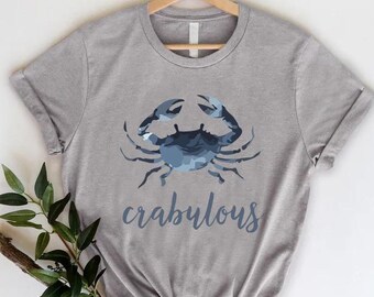 Crabulous Summer Tshirt, Crab Pun Tee for Beach Days Seafood Lovers or Summer Vibes, Cute Ocean Outfit, Coastal Vacation Gift, Vacation Tee