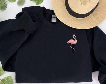 Embroidered Flamingo Sweatshirt, Pink Flamingo Sweatshirt, Cute Flamingo Sweater, Nature Lover Shirt, Flamingo Gift Shirt, Animal Lover Gift