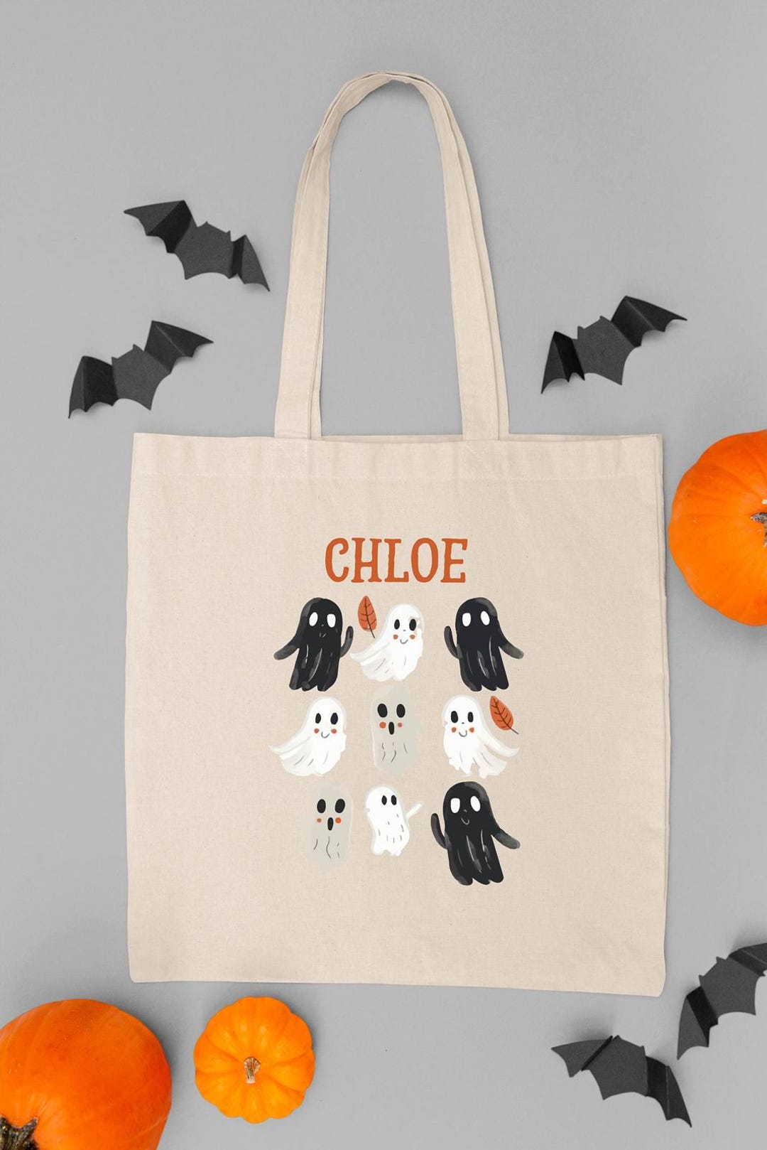 Custom Cute Ghost Tote Bag, Personalized Halloween Bag, Trick or Treat ...