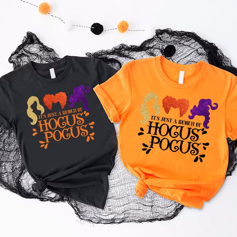 Sanderson Sisters Tshirt, It's Just a Bunch of Hocus Pocus Shirt, Girls Halloween Party Shirts, Hocus Pocus Tee, Womens Halloween Gift Shirt afbeelding 3