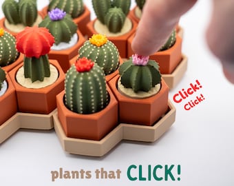 Fidget Cactus Clicker | Mini Clickable Cactus | Stress Relief Desk Companion | Gift for Plant Lovers