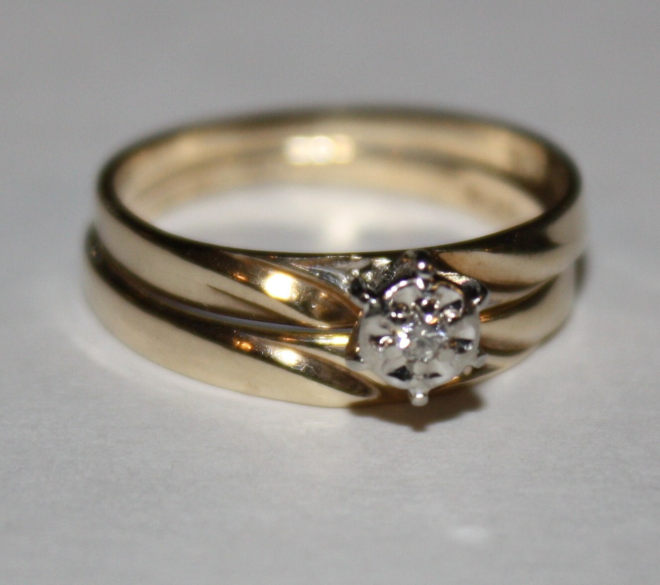 Vintage Diamond Ring 10k Yellow Gold Wedding Set Size 5 Etsy