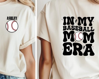 Custom In My Baseball Mom Era Shirt, Baseball Mama Gift Shirt, Gift for Baseball Mom, Baseball Lover V Neck Tee, Mothers Day Gift
