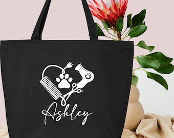 Personalized Dog Groomer Tote Bag, Custom Gift for Pet Stylist, Dog Lover Canvas Bag, Dog Grooming Appreciation Gift for Her