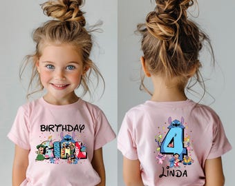 Custom Stitch Birthday Shirt, Stitch Shirt, Stitch Birthday Girl Shirt, Disney Birthday Tee, Age Celebration, Stitch Kids Birthday Shirt