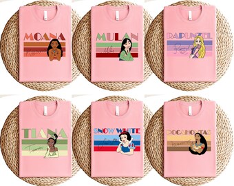 Disney Princess Characters Shirt, Ariel Elsa Snow White Moana Tiana Belle Rapunzel Shirt, Disneyland Group Trip Tee, Matching Outfit Shirt,