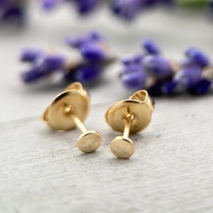 Dot Stud Earrings in 14K Yellow Gold Fill. Circle Minimalist Earrings